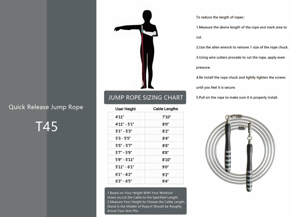 Jump rope store size chart